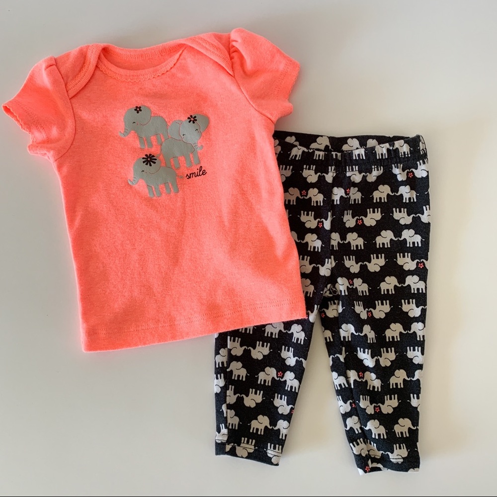 Carters Smile Neon Elephant Outfit